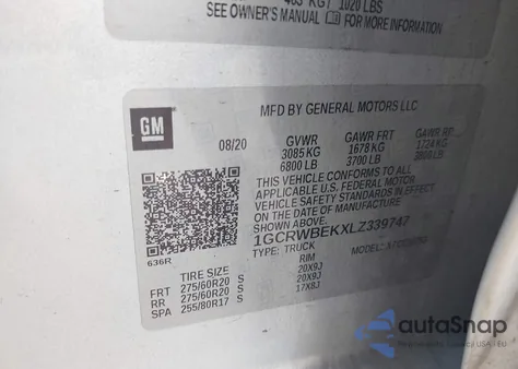 2020 Chevrolet Silverado 2Wd Double Cab Standard Bed Custom из США, поврежденный, VIN 1GCRWBEKXLZ339747